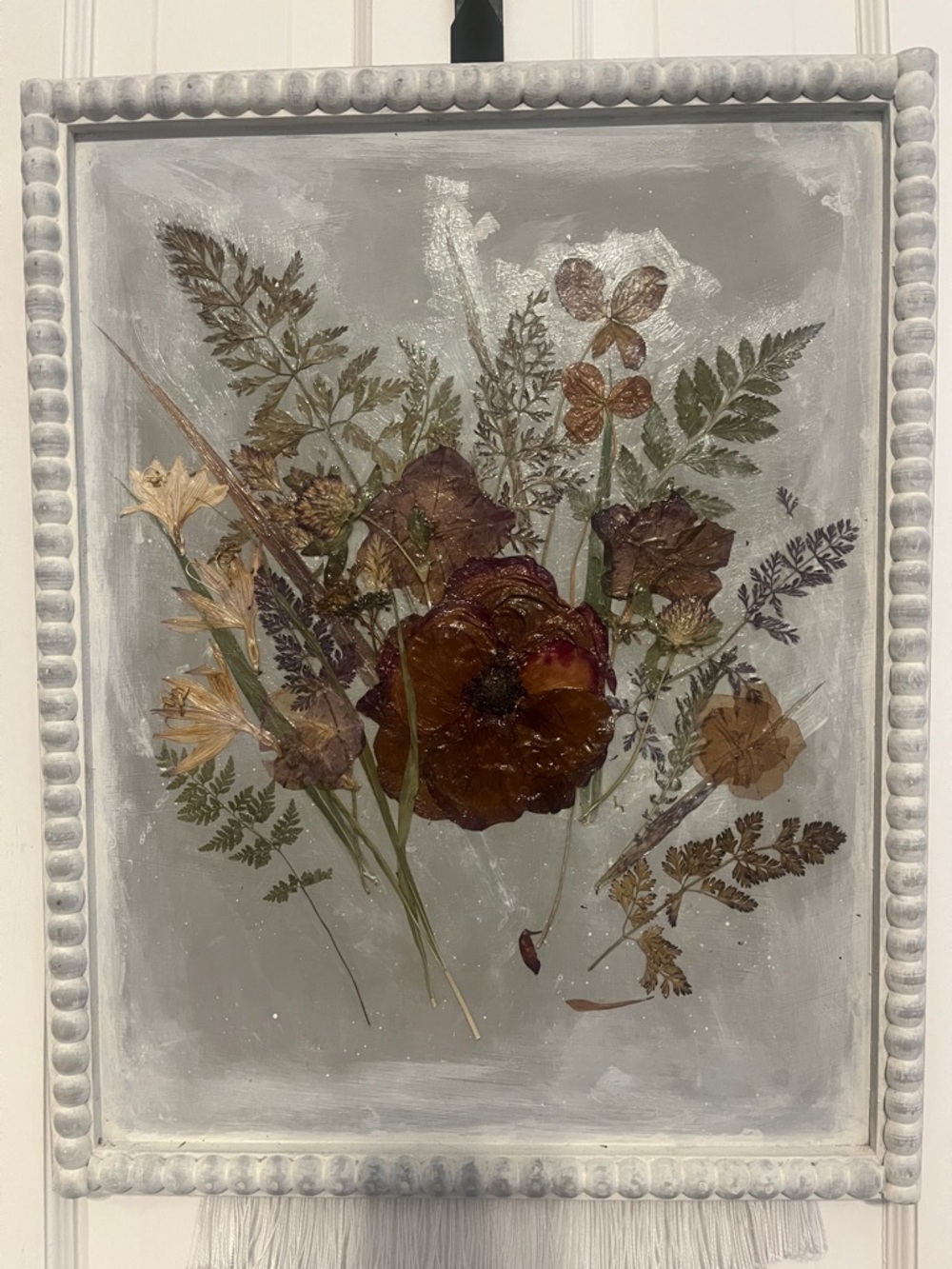 Pressed Floral Wall Art in White Frame